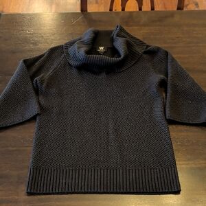 W by Worth Black Ribbed Cowl Neck Knit Top